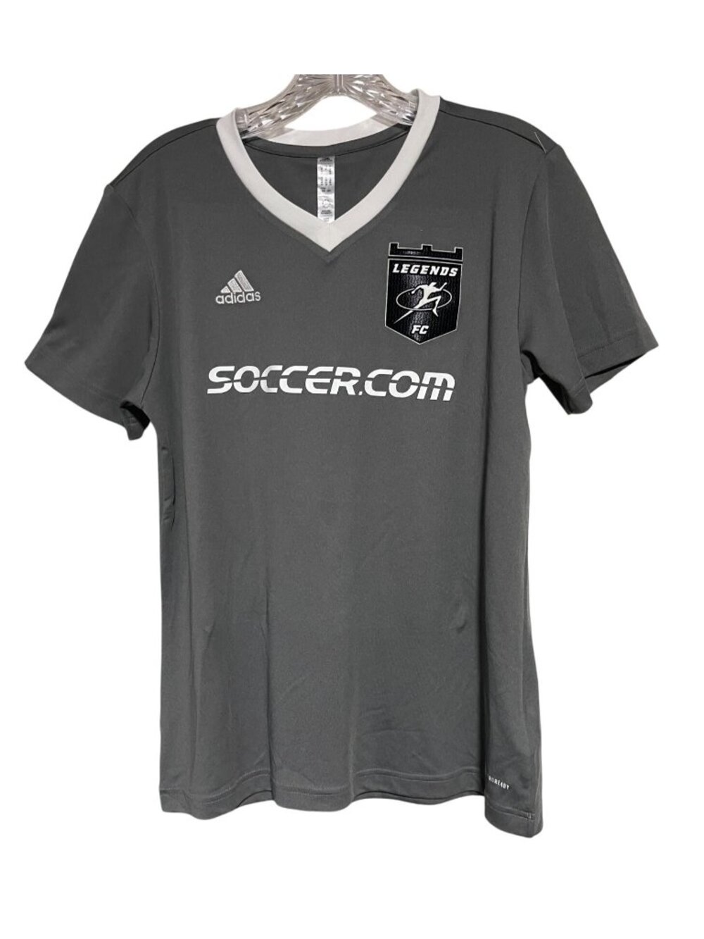 Adidas Legends Fc Soccer Jersey T Shirt Mens M Gray V Neck Born In Belief